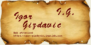 Igor Gizdavić vizit kartica